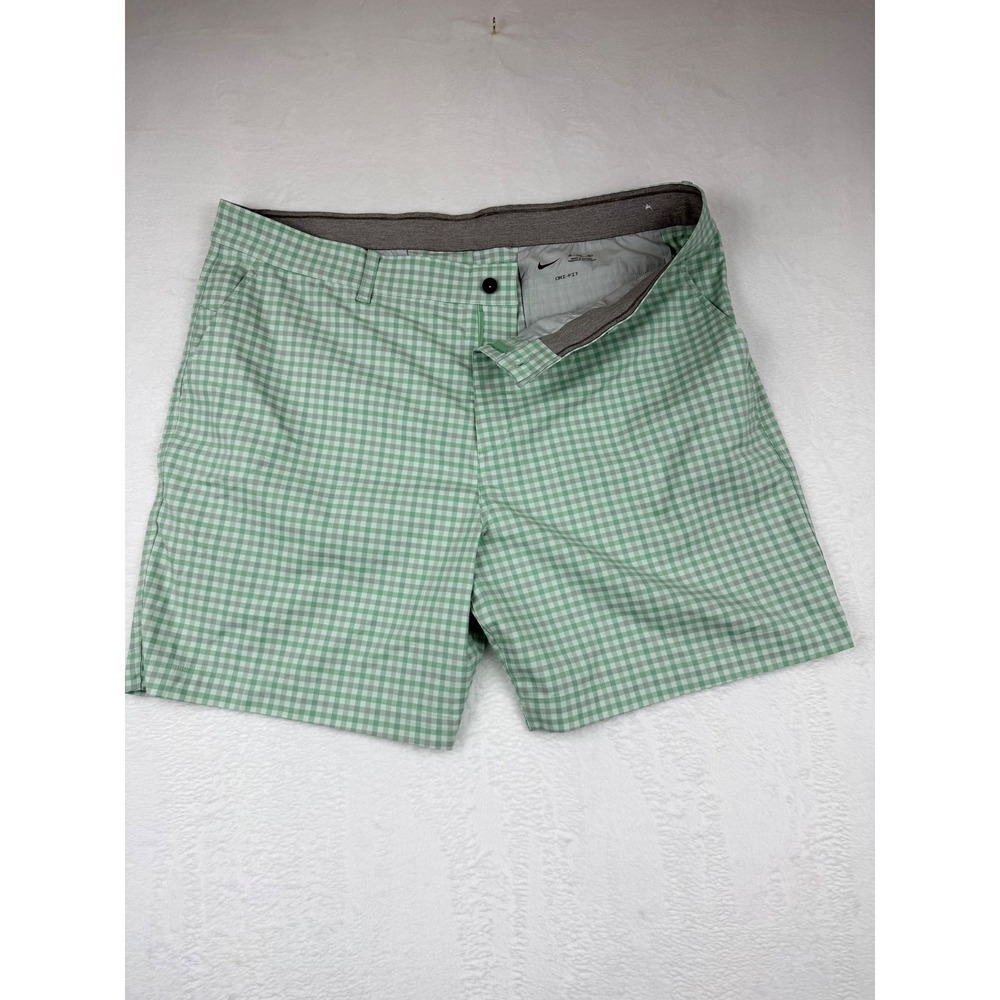 Nike Golf Dri-FIT Gingham Shorts Mens 42 Green Plaid Performance Flat Front